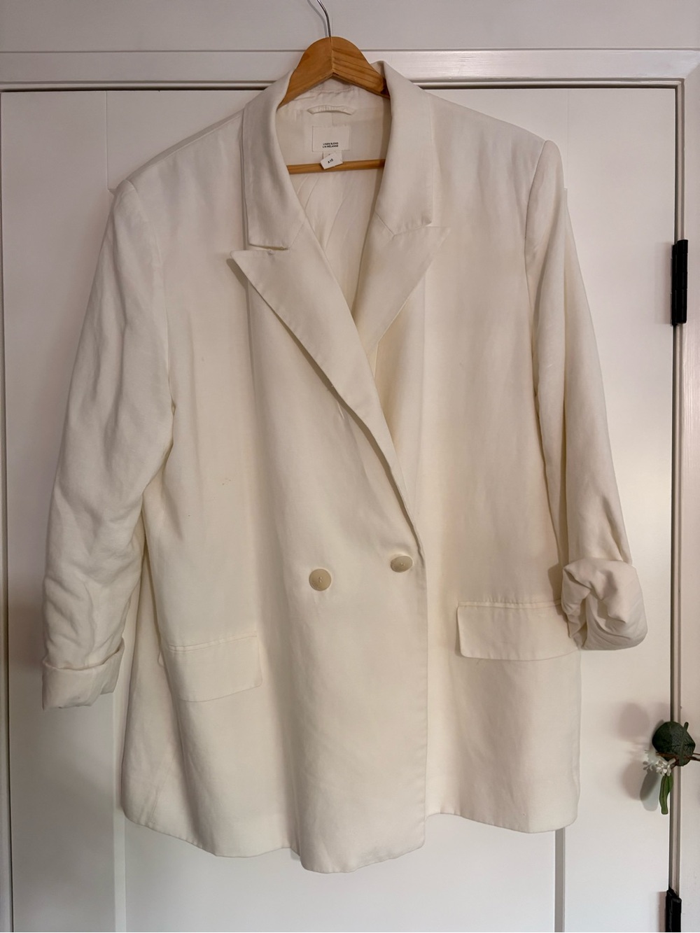 H&M Cream Double-Breasted Blazer Jacket